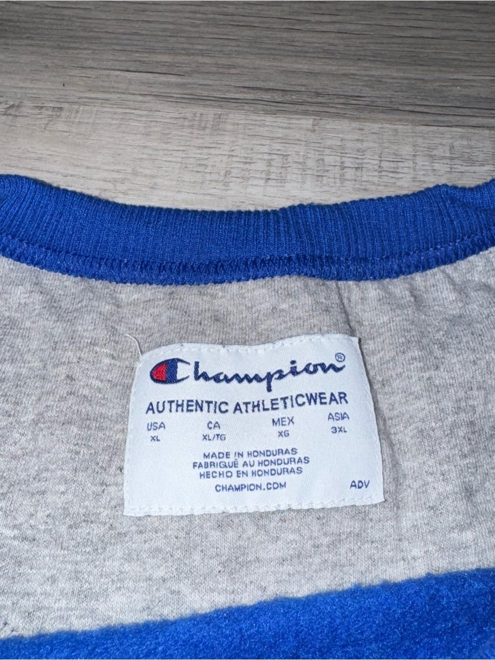 Champion Powerblend Fleece Crew Felt Script Logo Chainstitch GF88H Blue Sz XL - Picture 5 of 16